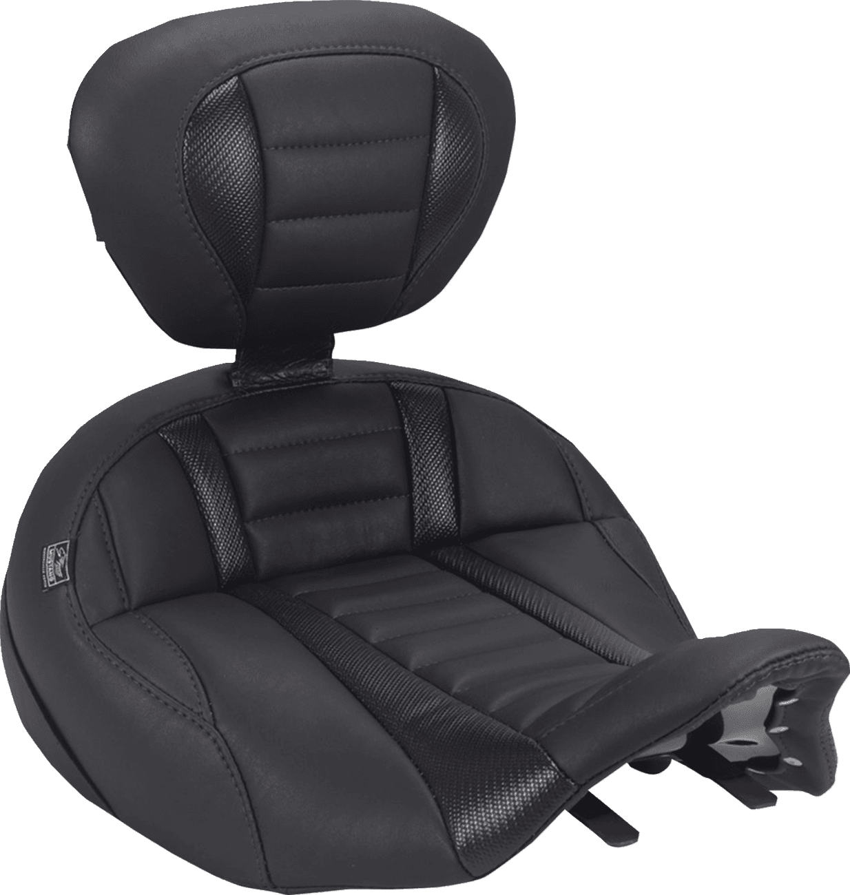 MUSTANG 0801-2326 Deluxe Touring Solo Seat - with Driver's Backrest - Black Stitch - FLH/FLT '23-'26