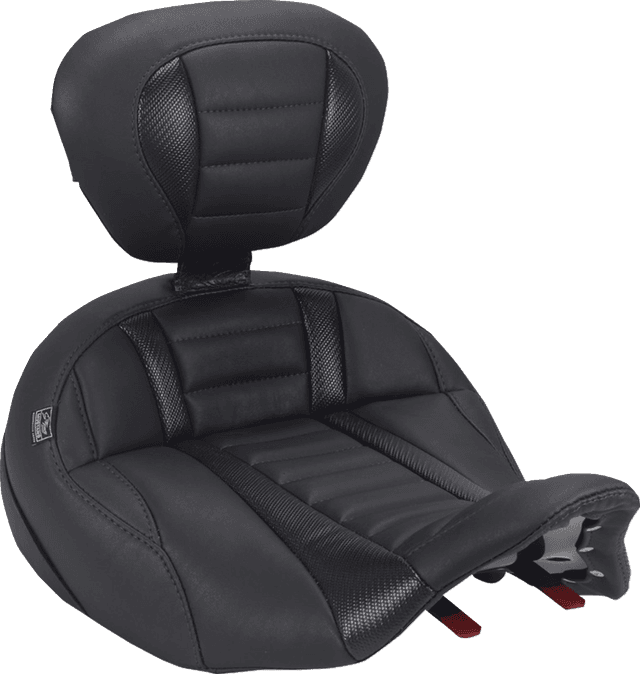 MUSTANG 0801-2326 Deluxe Touring Solo Seat - with Driver's Backrest - Black Stitch - FLH/FLT '23-'26