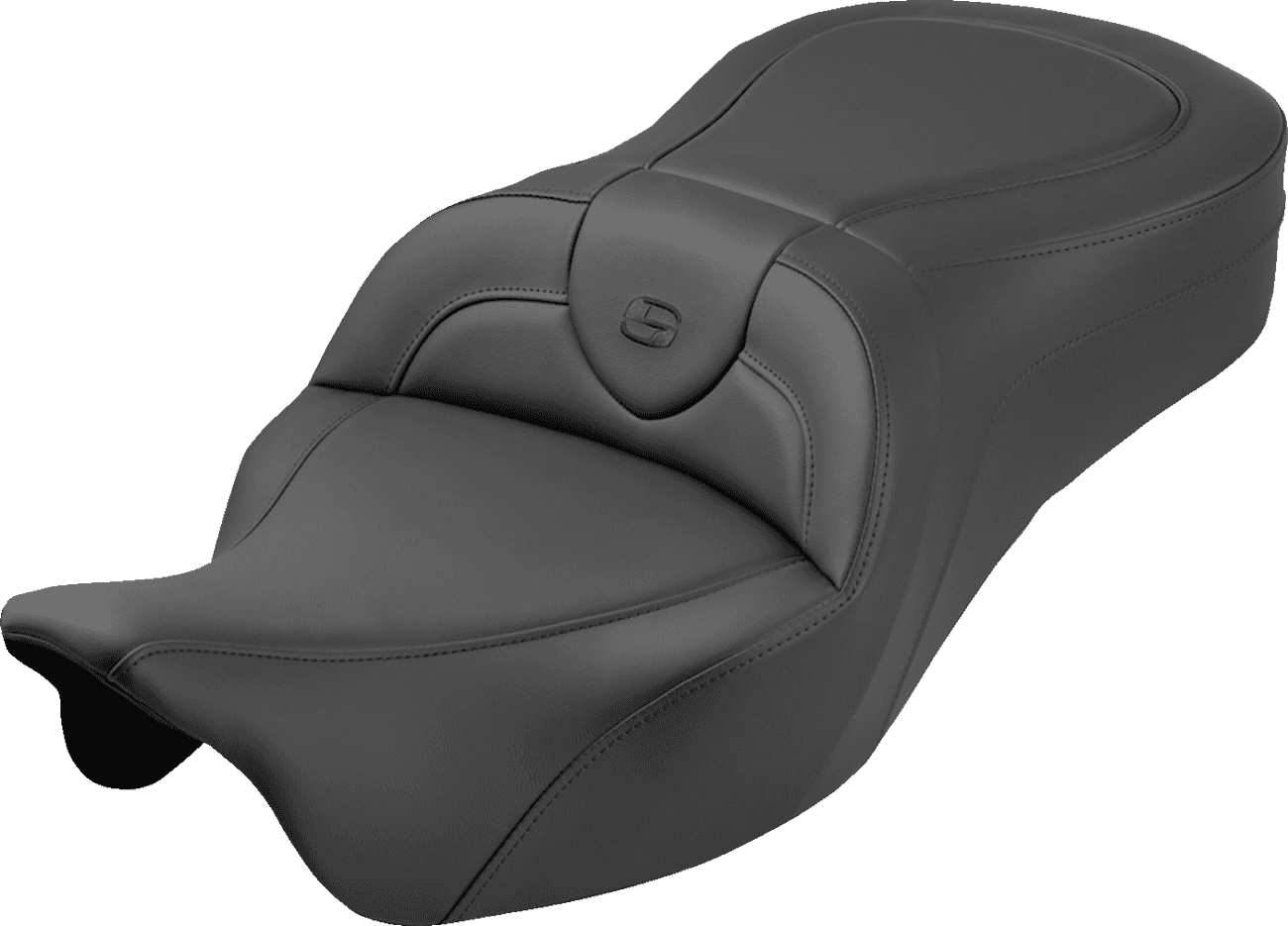 SADDLEMEN 0801-2342 Roadsofa™ King Seat - No Backrest - Plain - Black Stitch - FLH/FLT '08-'25