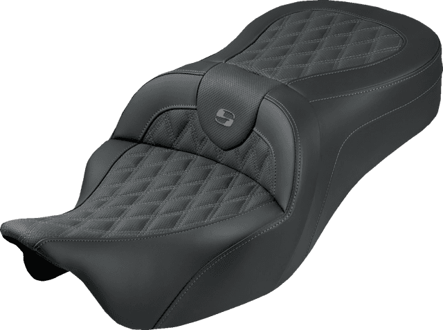 SADDLEMEN 0801-2346 Roadsofa™ King Seat - No Backrest - Lattice Stitch - Gray Stitch - FLH/FLT '08-'25