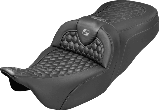 SADDLEMEN 0801-2360 Roadsofa™ Seat - Honeycomb Stitch - Gray Stitch - No Backrest - FLH/FLT '08-'25