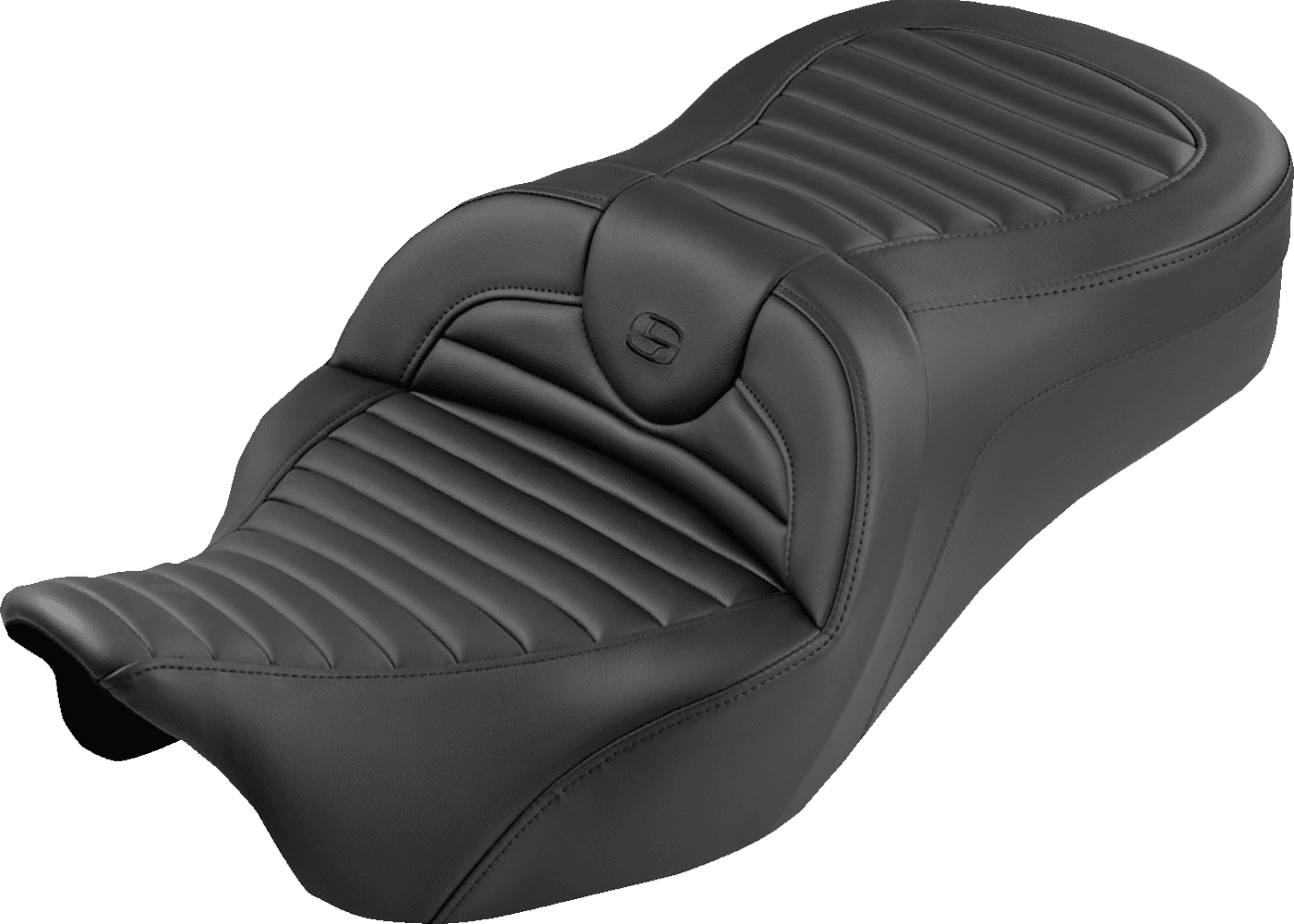 SADDLEMEN 0801-2366 Roadsofa™ King Seat - Without Backrest - Tuck-n-Roll - Black Stitch - FLH/FLT '08-'25
