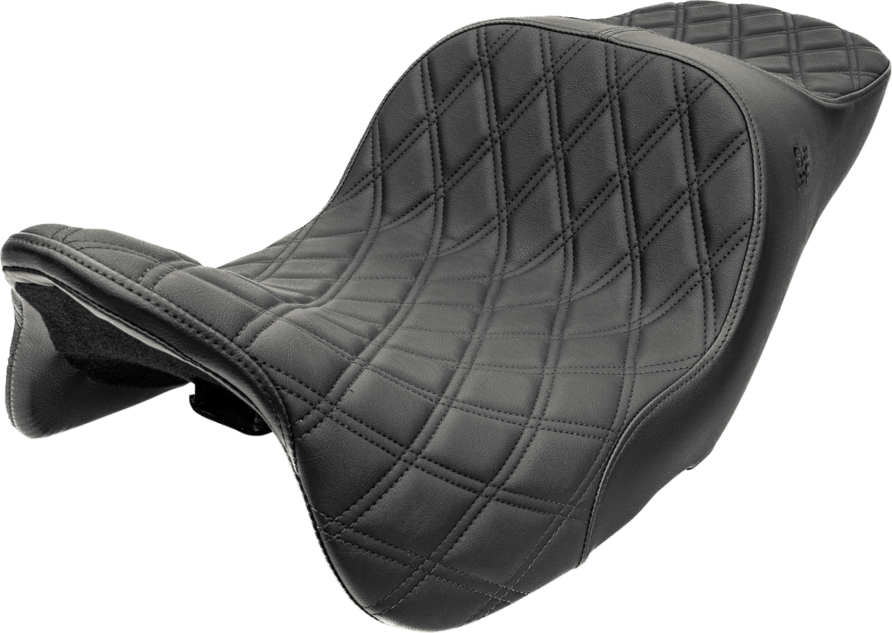SLYFOX 08012380 Chariot Seat - Black Double Diamond Stitch - Black Logo - FLH/FLT '23.5-'26