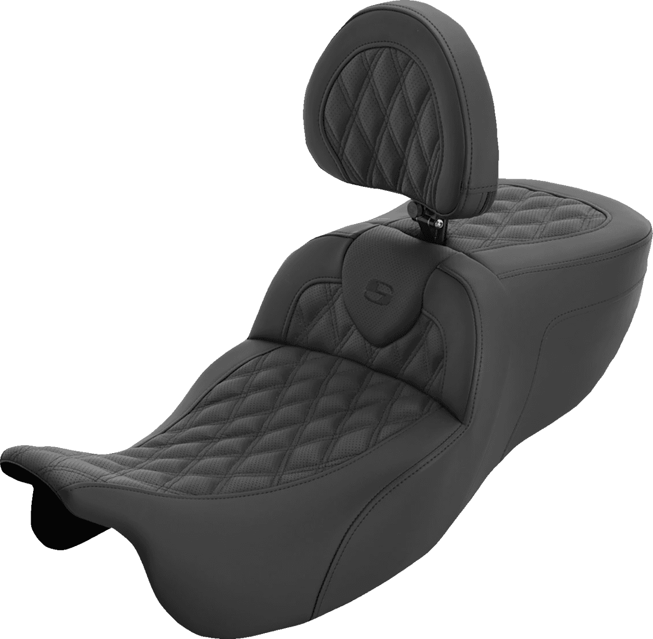 SADDLEMEN 08012417 Roadsofa™ Extended Reach Seat - with Backrest - Lattice Stitch - FLRT/FLTRT '15-'25