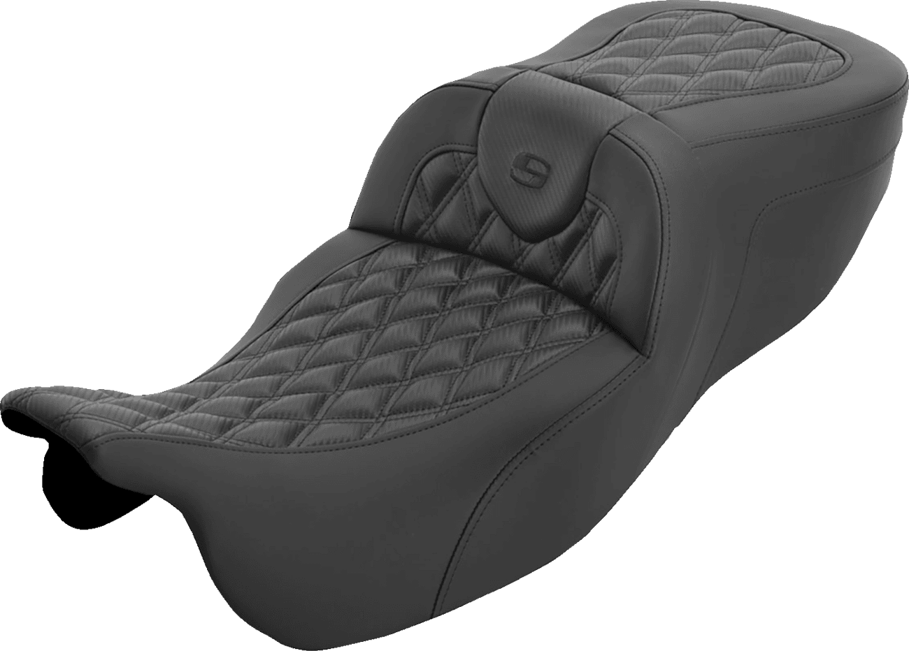 SADDLEMEN 08012422 Roadsofa™ Extended Reach Seat - without Backrest - Carbon Fiber Lattice Stitch - FLRT/FLTRT '15-'25