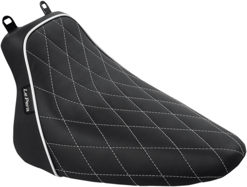 LE PERA 0802-0911 Bare Bones Solo Seat - Diamond Stitch w/ White Stitching/Piping - Black - Softail - FL '08-'17