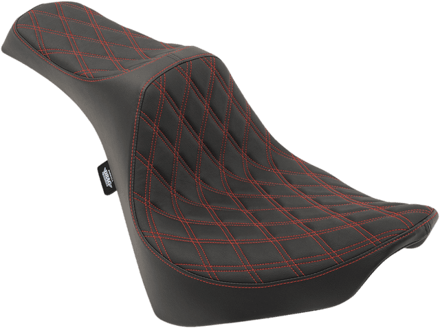 DRAG SPECIALTIES SEATS 0802-1147 Predator III Seat - Double Diamond - Red Stitching - FL/FX '18-'23 — image 1 of 4
