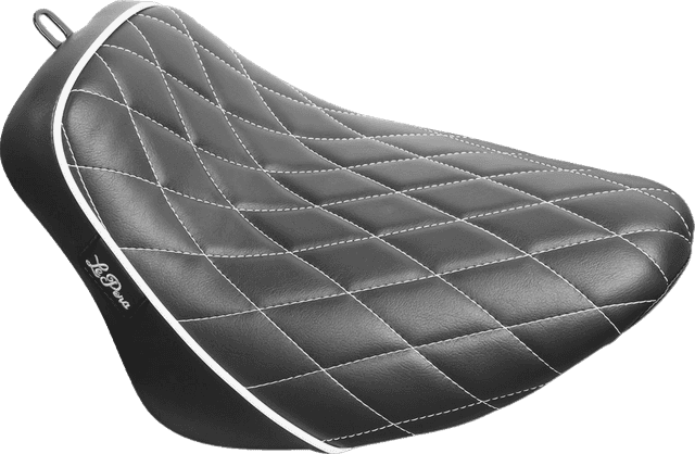 LE PERA 0802-1309 Bare Bones Solo Seat - Diamond Stitch w/ White Stitching/Piping - Black - FLSL/FXBB '18-'23