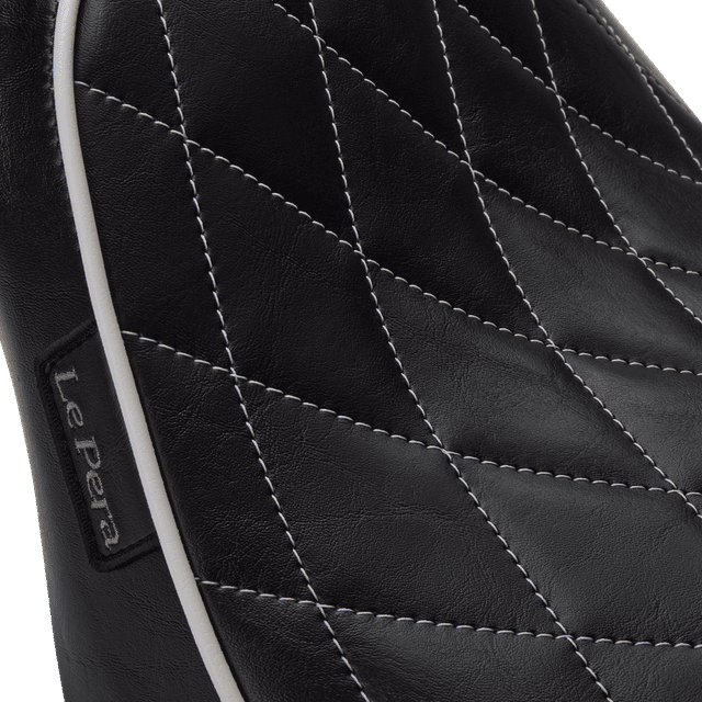LE PERA 0802-1338 Bare Bones Solo Seat - Diamond Stitch w/ White Stitching/Piping - Black - Softail '18-'23 — image 2 of 2