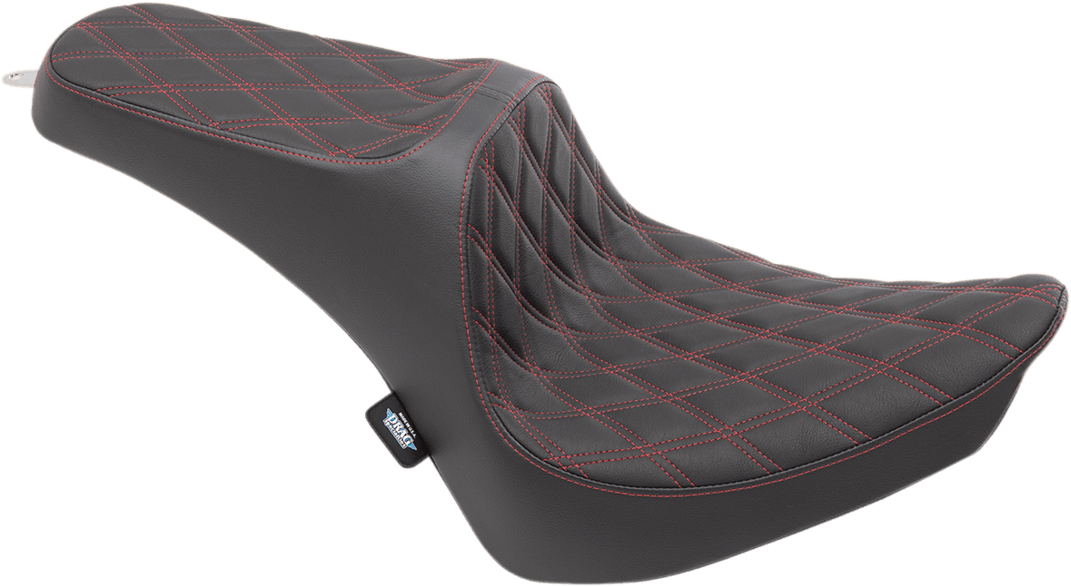 DRAG SPECIALTIES SEATS 0802-1361 Predator III Seat - Double Diamond - Red Stitching - FX/FL '00-'17
