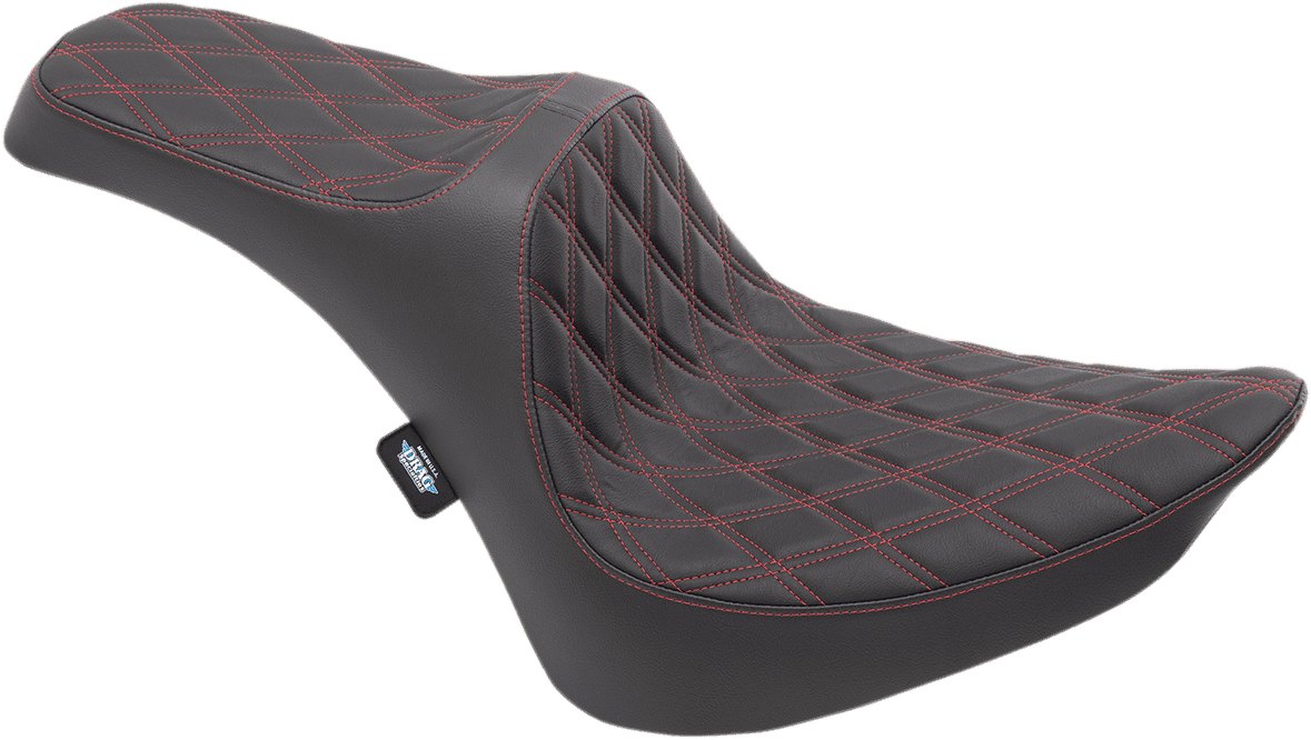 DRAG SPECIALTIES SEATS 0802-1368 Predator III Seat - Double Diamond - Red Stitching - FXST/FLST '84-'99