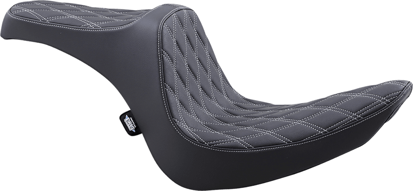 DRAG SPECIALTIES SEATS 0802-1439 Predator III 2-Up Seat - Vinyl - Double Diamond - Silver Stitching - Softail '06-'17 — image 1 of 2