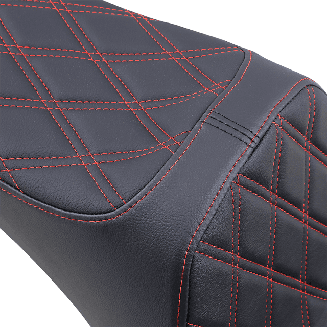 DRAG SPECIALTIES SEATS 0802-1440 Predator III 2-Up Seat - Vinyl - Double Diamond - Red Stitching - Softail '06-'17 — image 2 of 2
