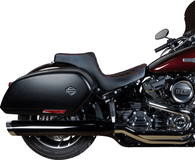 DRAG SPECIALTIES SEATS 0802-1492 Predator III 2-Up Seat - Vinyl - Double Diamond - Red Stitching - FL/FX '18-'24 — image 3 of 4