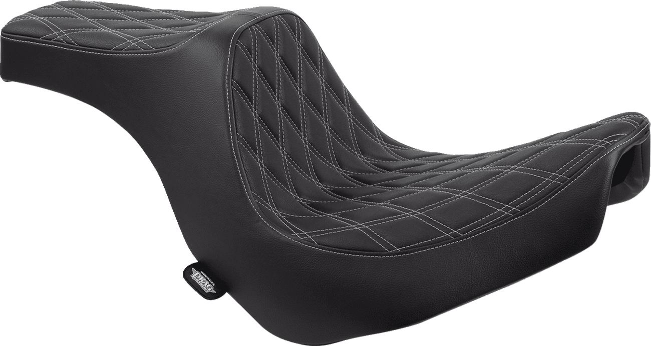 DRAG SPECIALTIES SEATS 0802-1493 Predator III 2-Up Seat - Vinyl - Double Diamond - Silver Stitching - FL/FX '18-'24