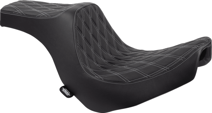 DRAG SPECIALTIES SEATS 0802-1493 Predator III 2-Up Seat - Vinyl - Double Diamond - Silver Stitching - FL/FX '18-'24 — image 1 of 4