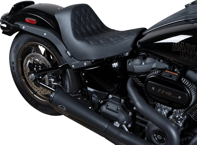 DRAG SPECIALTIES SEATS 0802-1513 Solo Seat - Double Diamond - Black Stitching - FL/FX '18-'23 — image 4 of 4