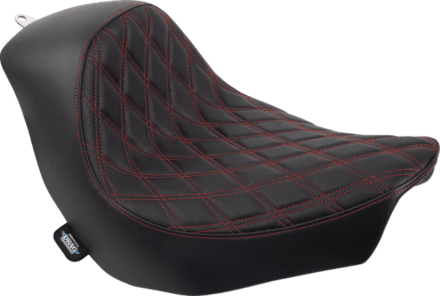DRAG SPECIALTIES SEATS 0802-1515 Solo Seat - Double Diamond - Red Stitching - FL/FX '18-'23 — image 1 of 4