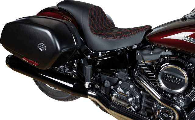 DRAG SPECIALTIES SEATS 0802-1519 Predator Seat - Double Diamond w/ Red Sitching - Vinyl - FLSB/FXLR '18-'23 — image 2 of 4