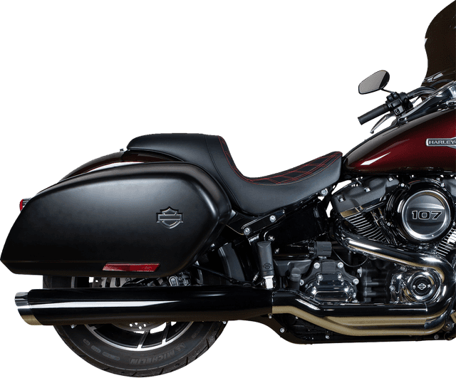DRAG SPECIALTIES SEATS 0802-1519 Predator Seat - Double Diamond w/ Red Sitching - Vinyl - FLSB/FXLR '18-'23 — image 3 of 4