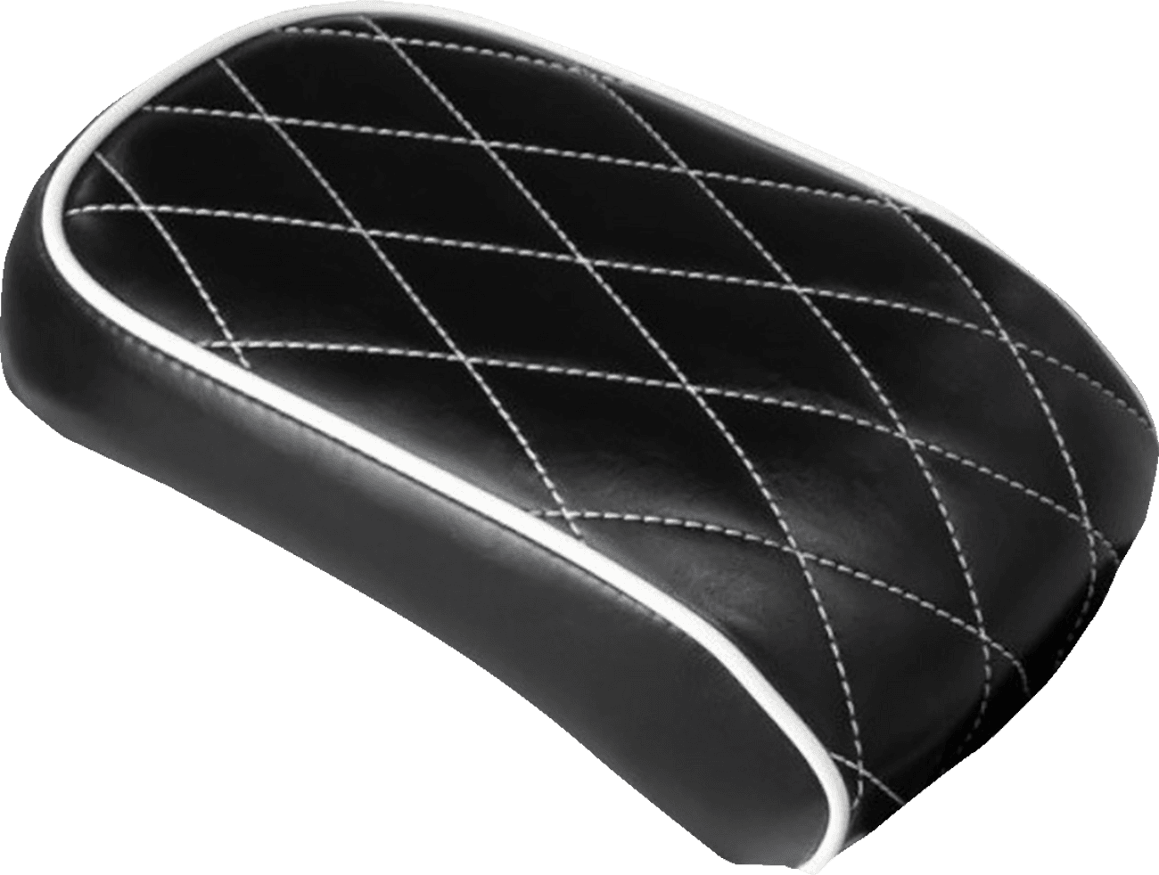 LE PERA 0802-1528 Bare Bones Pillion Pad - Diamond - Black w/ White Stitch - Softail '08-'17
