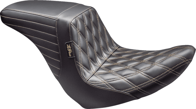 LE PERA 0802-1554 Kickflip Up Front Seat - Double Diamond w/ Chestnut Thread - Black - FL/FX '18-'24