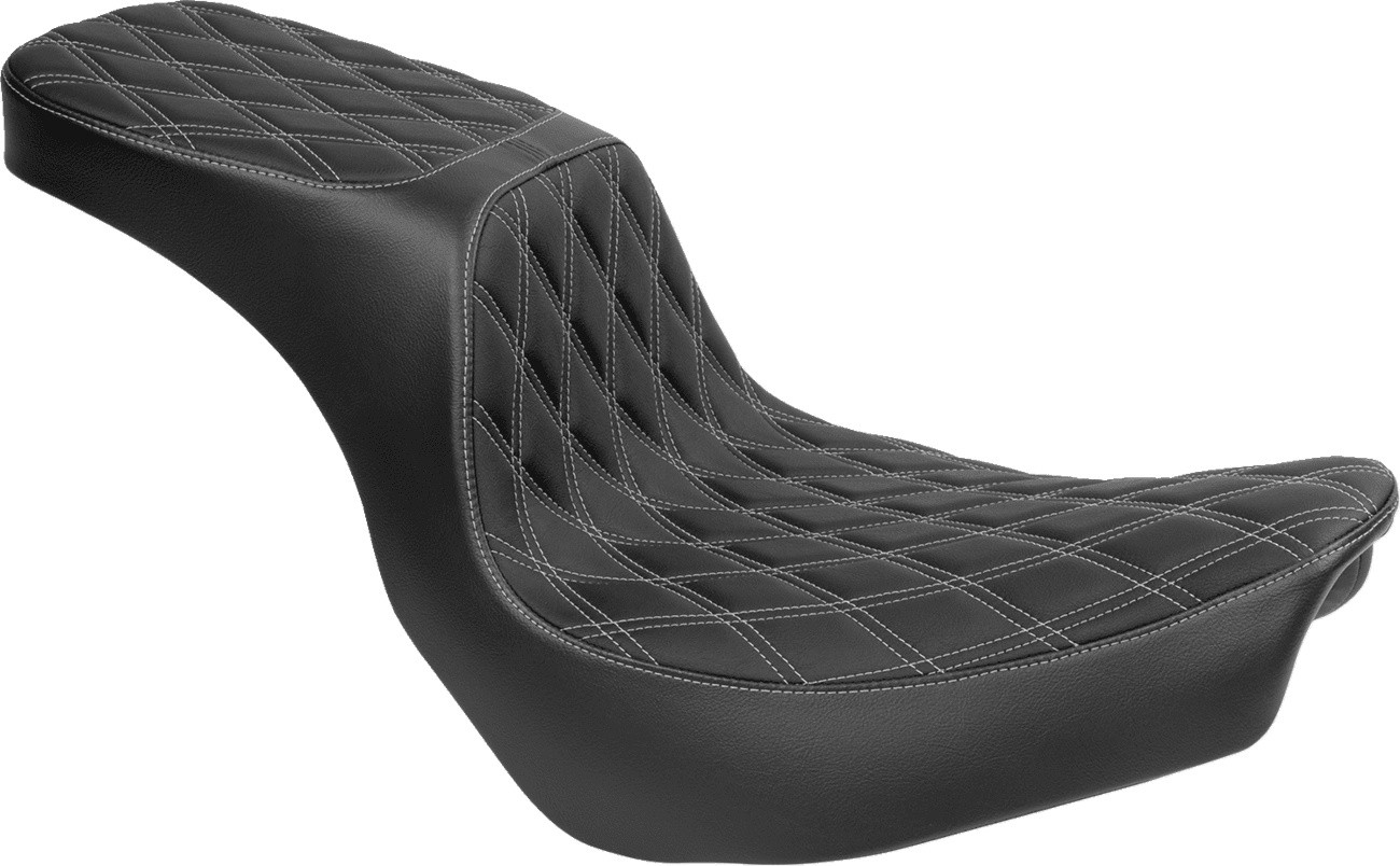 DRAG SPECIALTIES SEATS 0802-1636 Predator 2-Up Seat - Vinyl - Double Diamond - Silver Stitching - FLSB/FXLRS '18-'24