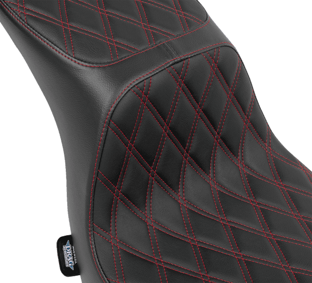 DRAG SPECIALTIES SEATS 0802-1637 Predator 2-Up Seat - Vinyl - Double Diamond - Red Stitching - FLSB/FXLRS '18-'24 — image 2 of 4