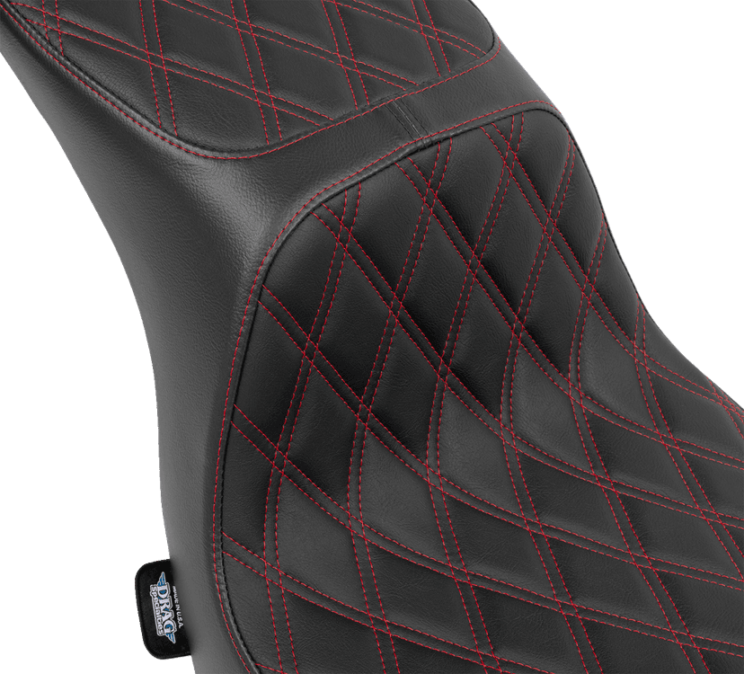 DRAG SPECIALTIES SEATS 0802-1637 Predator 2-Up Seat - Vinyl - Double Diamond - Red Stitching - FLSB/FXLRS '18-'24 — image 2 of 4