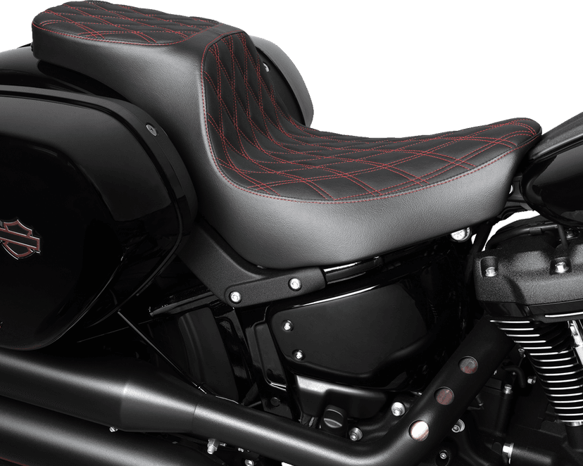 DRAG SPECIALTIES SEATS 0802-1637 Predator 2-Up Seat - Vinyl - Double Diamond - Red Stitching - FLSB/FXLRS '18-'24 — image 4 of 4