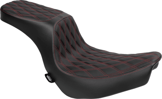 DRAG SPECIALTIES SEATS 0802-1637 Predator 2-Up Seat - Vinyl - Double Diamond - Red Stitching - FLSB/FXLRS '18-'24 — image 1 of 4