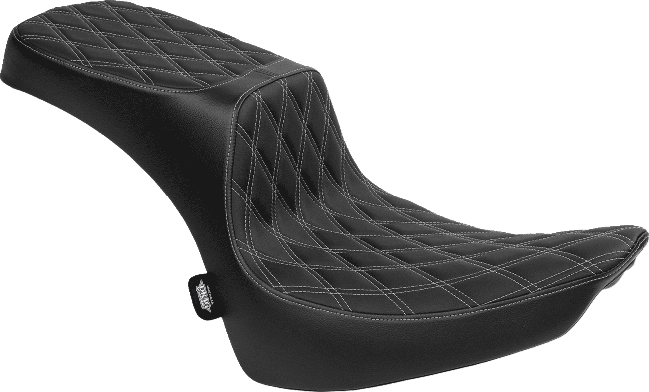 DRAG SPECIALTIES SEATS 0802-1642 Performance Predator 2-Up Seat - Vinyl - Double Diamond - Silver Thread - FL '00-'17