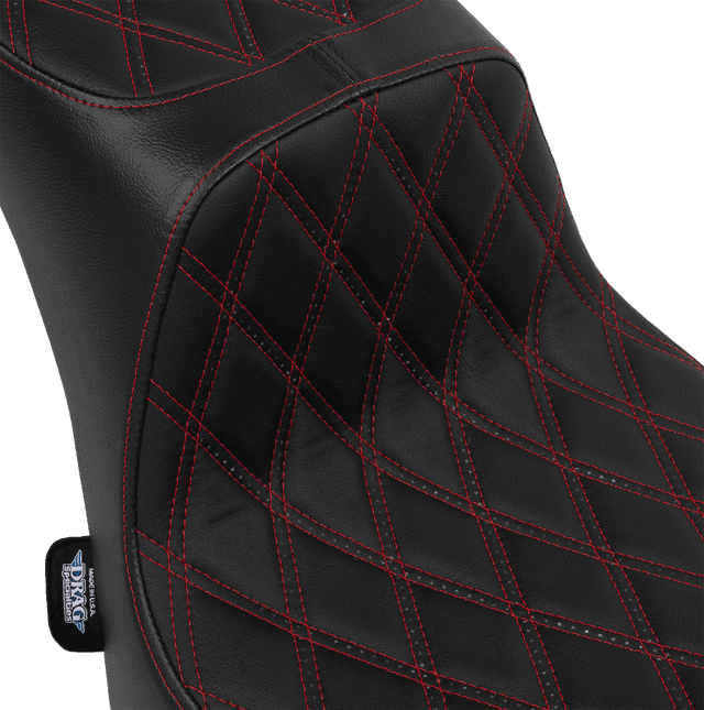 DRAG SPECIALTIES SEATS 0802-1643 Performance Predator 2-Up Seat - Vinyl - Double Diamond - Red Thread - FL '00-'17 — image 4 of 4