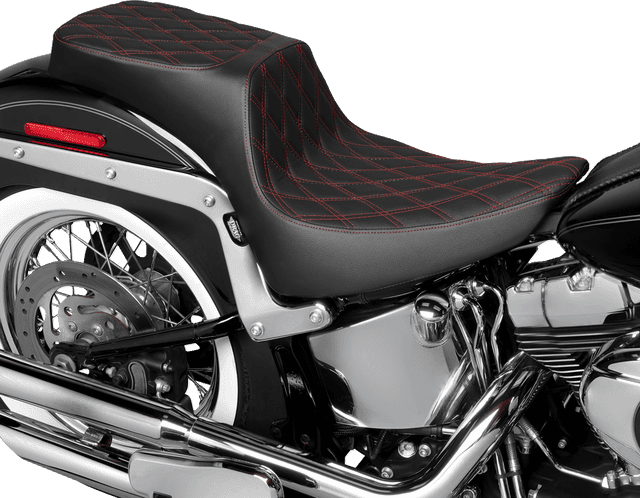 DRAG SPECIALTIES SEATS 0802-1643 Performance Predator 2-Up Seat - Vinyl - Double Diamond - Red Thread - FL '00-'17 — image 3 of 4