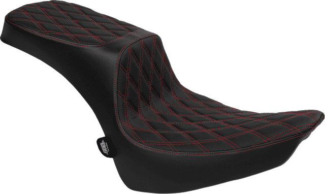 DRAG SPECIALTIES SEATS 0802-1643 Performance Predator 2-Up Seat - Vinyl - Double Diamond - Red Thread - FL '00-'17 — image 1 of 4