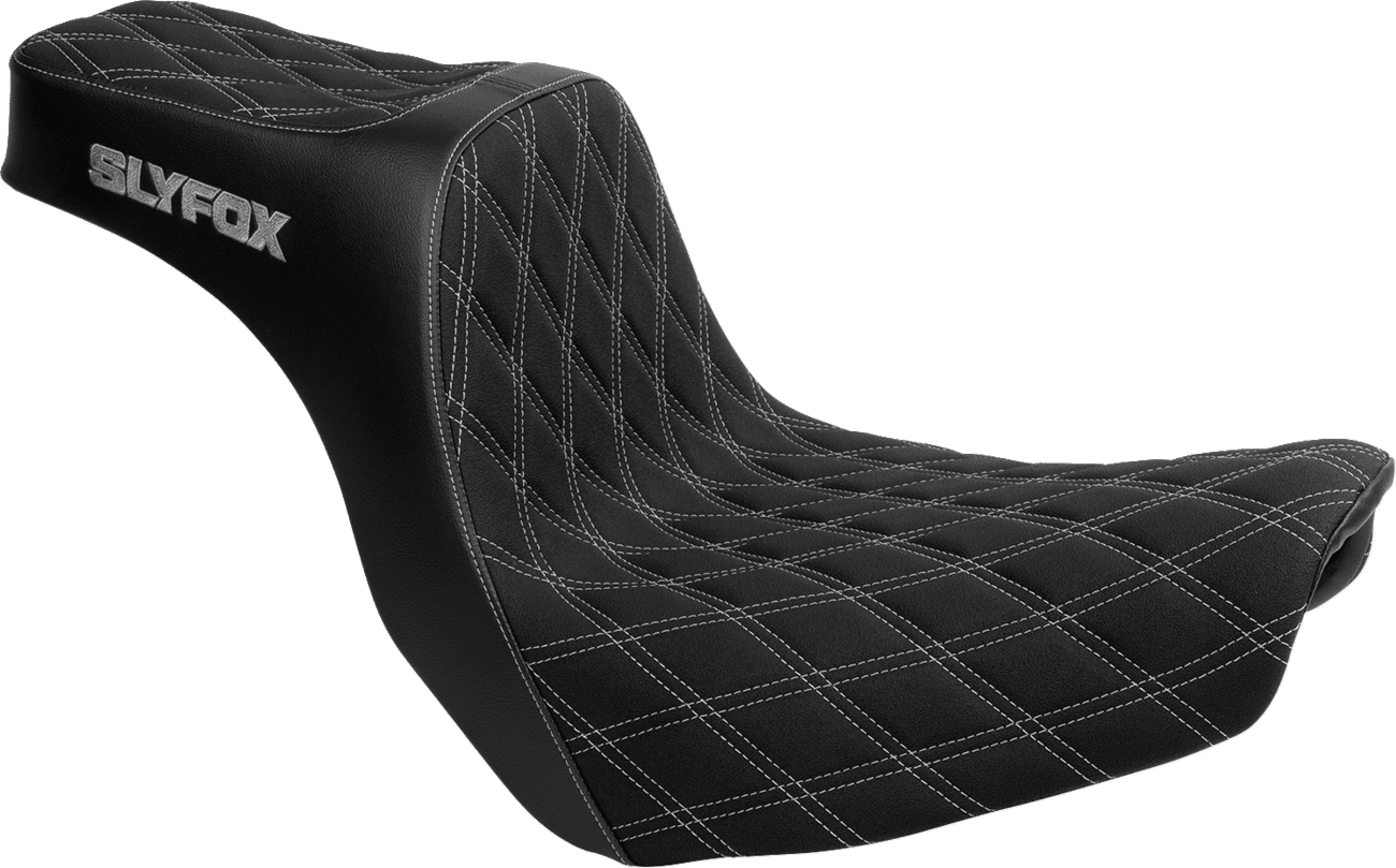 SLYFOX 08021672 High Noon Seat - Double Diamond - Silver Logo - Silver Stitch - FL/FX '18-'25