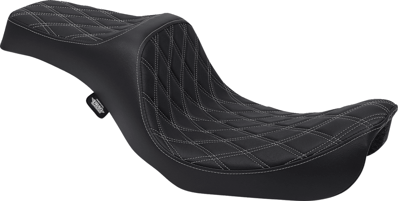DRAG SPECIALTIES SEATS 0803-0603 Predator III Seat - Double Diamond - Silver Stitching - FXD/FLD '06-'17