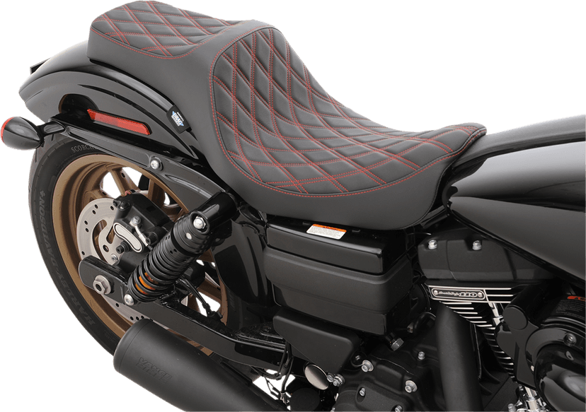 DRAG SPECIALTIES SEATS 0803-0604 Predator III Seat - Double Diamond - Red Stitching - FXD/FLD '06-'17 — image 1 of 2
