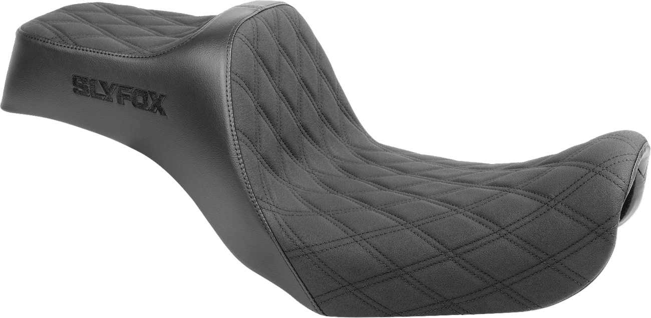 SLYFOX 08030763 High Noon Seat - Double Diamond - Black Logo - Black Stitch - FXD/FLD '06-'17