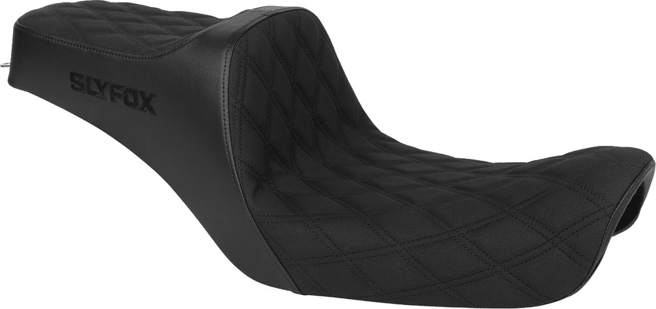 SLYFOX 08030765 High Noon Seat - Double Diamond - Black Logo - Black Stitch - FXD '96-'03