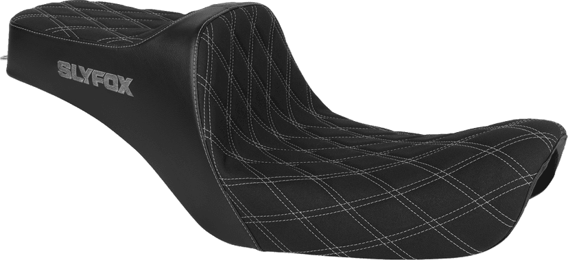 SLYFOX 08030766 High Noon Seat - Double Diamond - Silver Logo - Silver Stitch - FXD '96-'03 — image 1 of 2