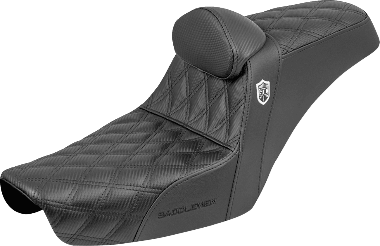 SADDLEMEN 0803-0771 Step-Up Seat - Gripper - Black - with Backrest - FXD '96-'03