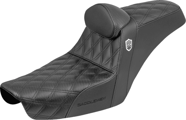 SADDLEMEN 0803-0771 Step-Up Seat - Gripper - Black - with Backrest - FXD '96-'03