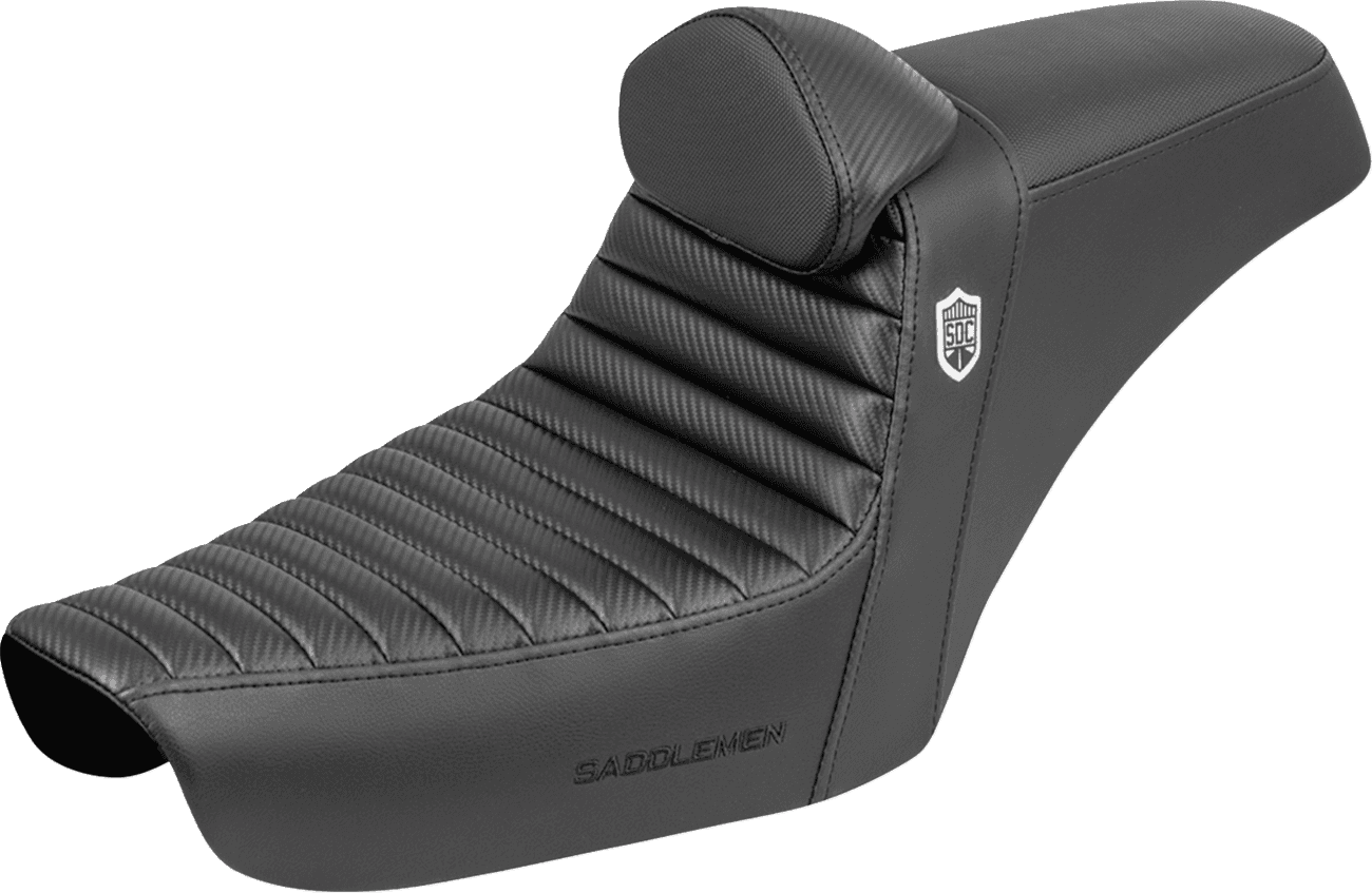 SADDLEMEN 0803-0772 Step-Up Seat - Gripper - Black - with Backrest - FXD '96-'03