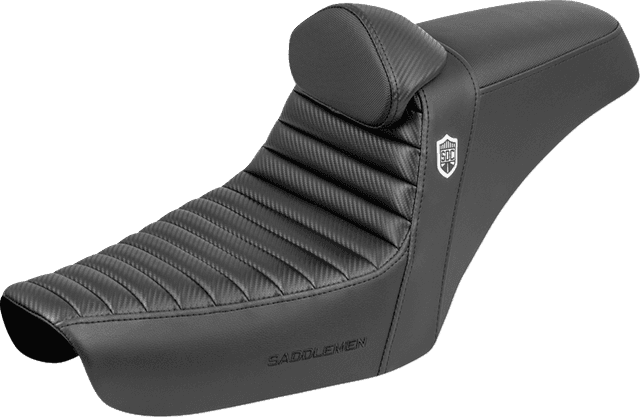 SADDLEMEN 0803-0772 Step-Up Seat - Gripper - Black - with Backrest - FXD '96-'03