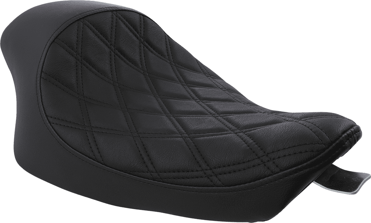 DRAG SPECIALTIES SEATS 0804-0744 3/4 Solo Seat - Double Diamond - Black w/ Black Stitching - XL '04-'22