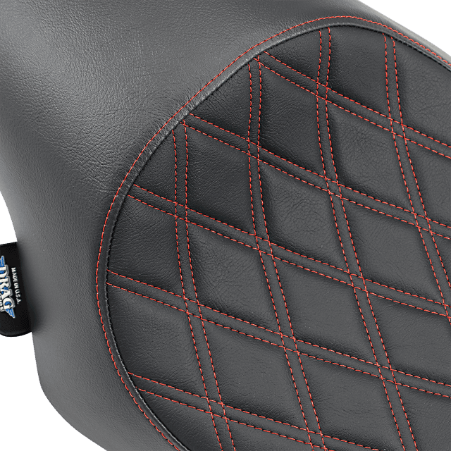 DRAG SPECIALTIES SEATS 0804-0746 3/4 Solo Seat - Double Diamond - Black w/ Red Stitching - XL '04-'22 — image 2 of 3