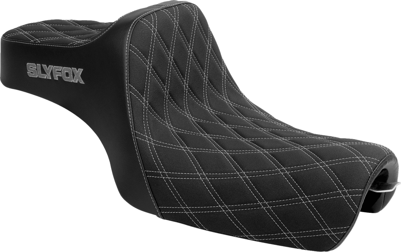 SLYFOX 08040837 High Noon Seat - Double Diamond - Silver Logo - Silver Stitch - XL '04-'22