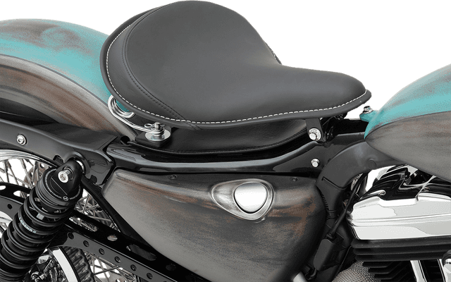 DRAG SPECIALTIES SEATS 0806-0048 Seat - Spring Solo - Large - Black Solar-Reflective Leather/White Perimeter Stitch — image 2 of 2