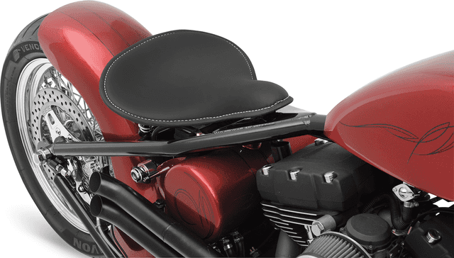 DRAG SPECIALTIES SEATS 0806-0055 Spring Solo Seat - Large - Low-Profile - Black w/ White Perimeter Stitch — image 3 of 4
